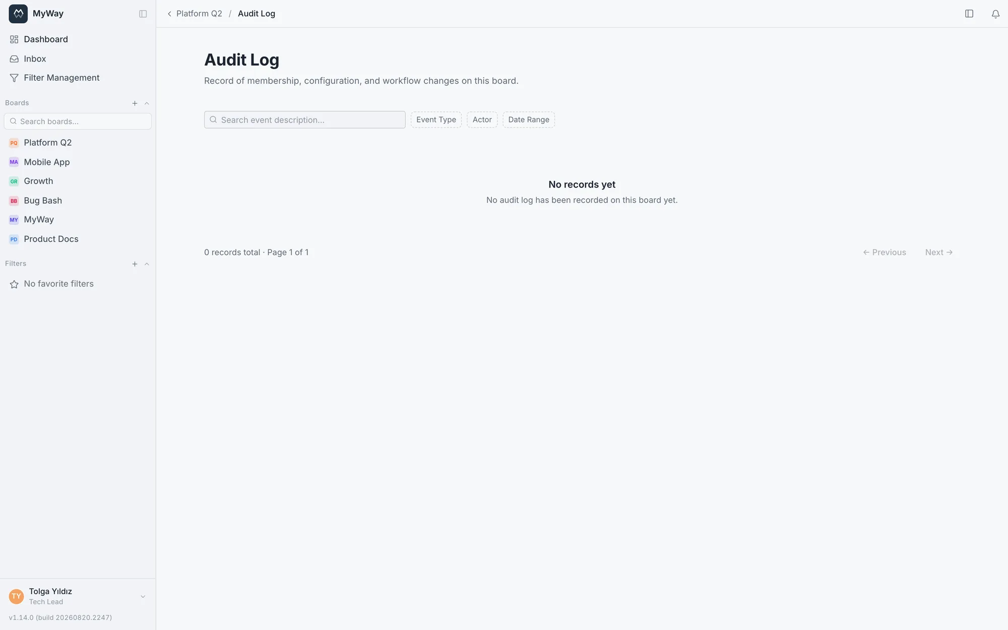 Audit log: who, what, when
