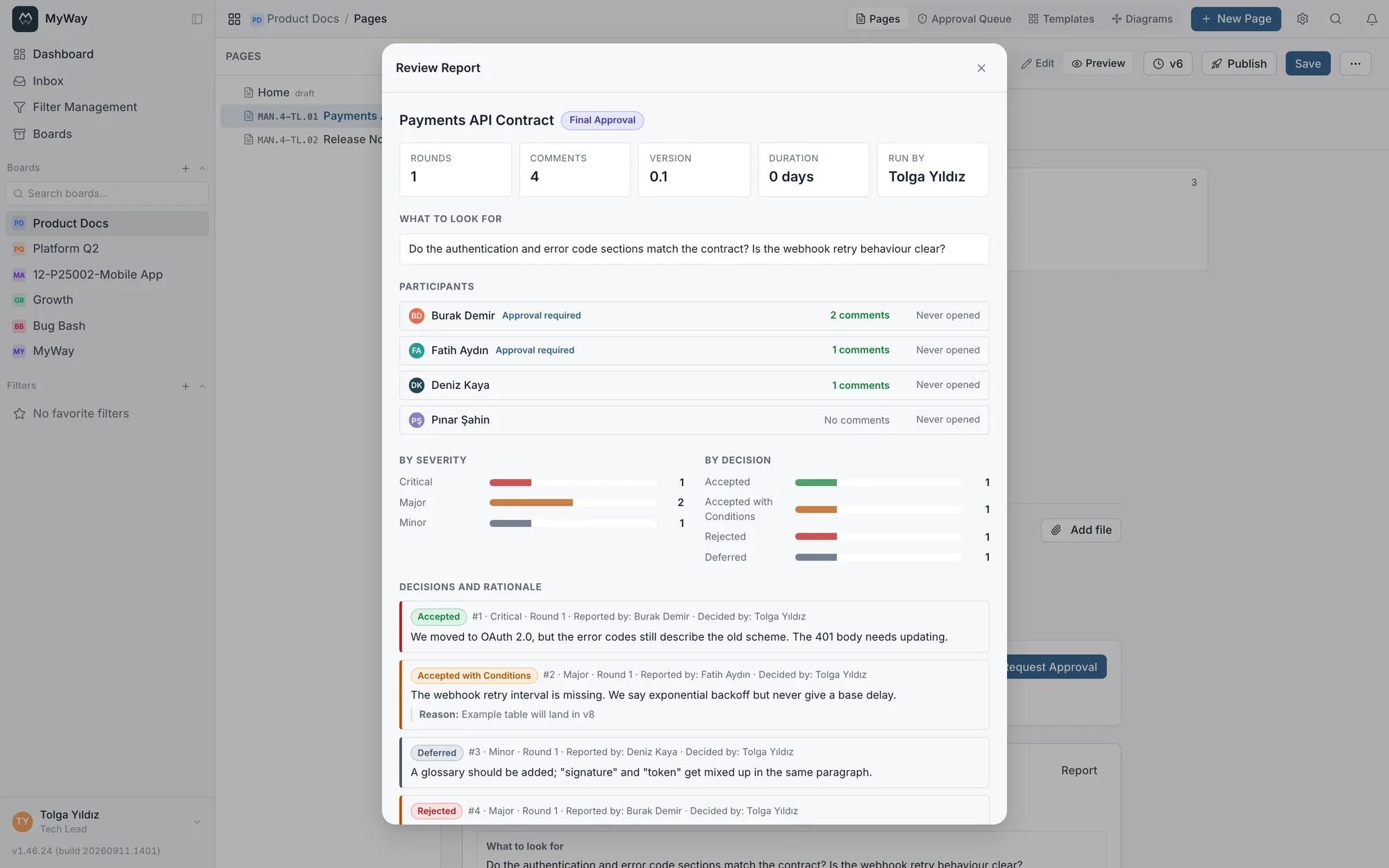 The review report, downloadable as a PDF