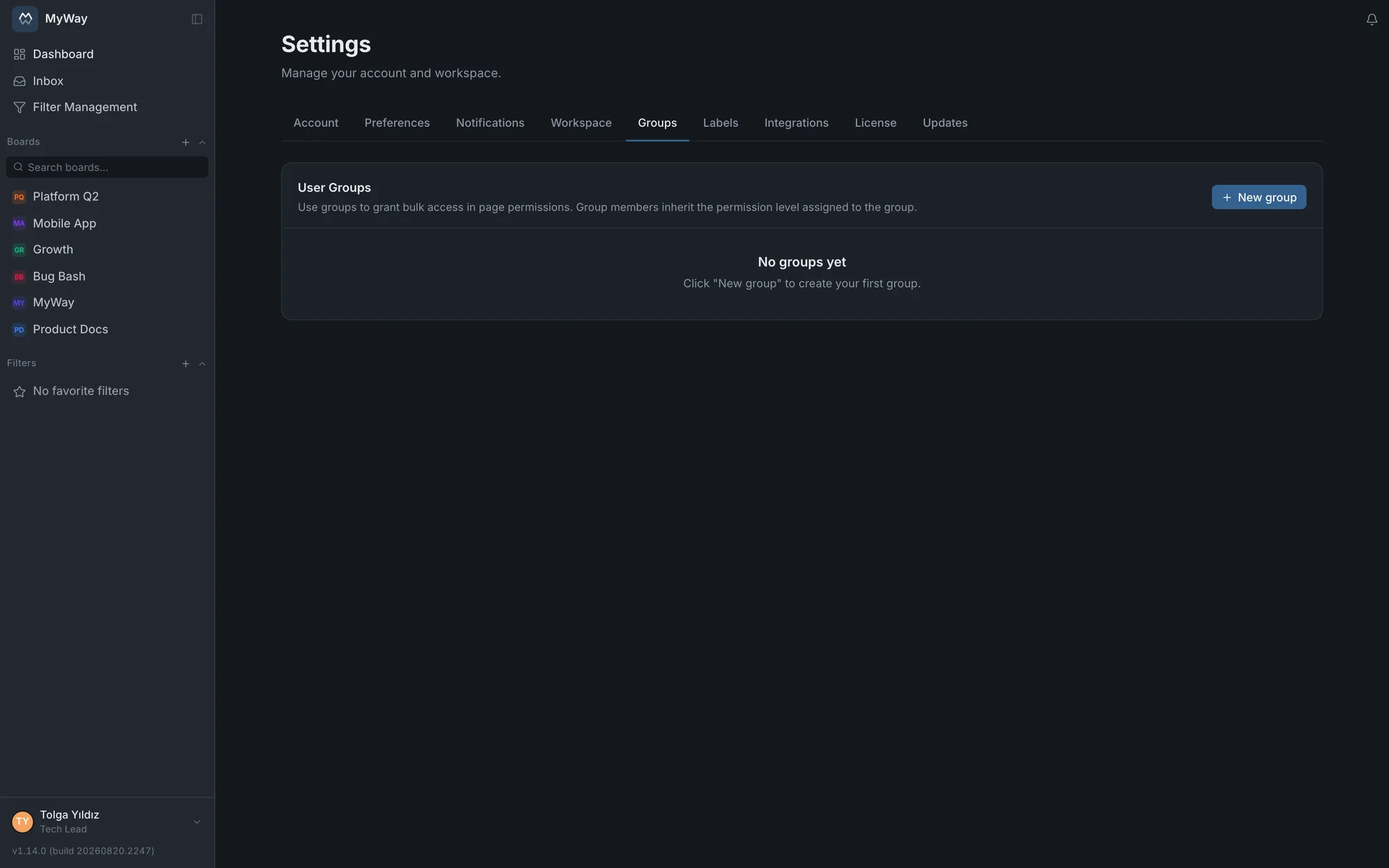 User groups, role assignment and email invites